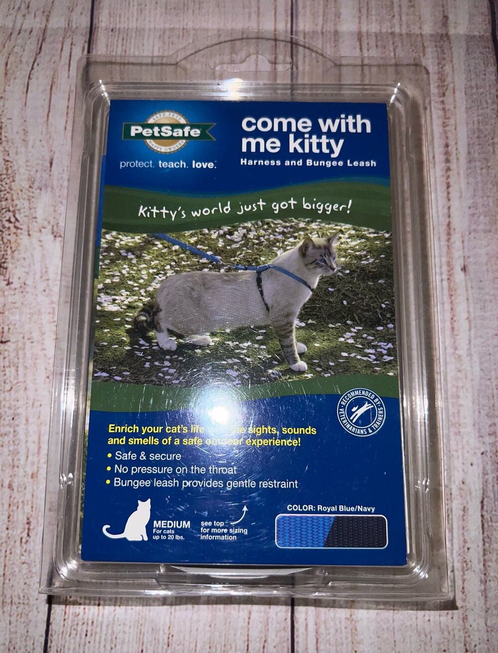 Petsafe Come With Me Kitty Harness & Bungee Leash Cats Up 20lbs Sz Medium Blue